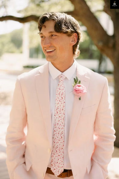 Classic Peach Men’s 2-Piece Suit – Slim Fit Wedding Formal Wear