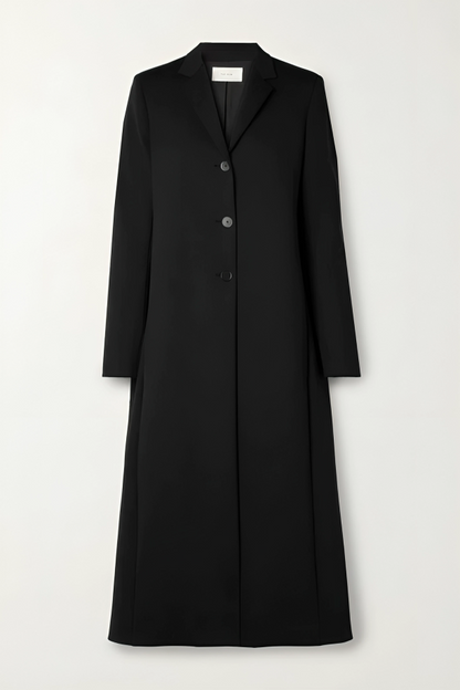 Elegant Handmade Black Wool Long Trench Coat for Women - Perfect for Winter, Business, and Casual Wear