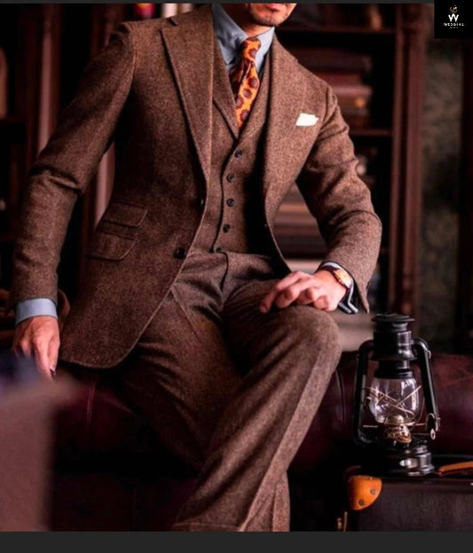 brown tweed suit