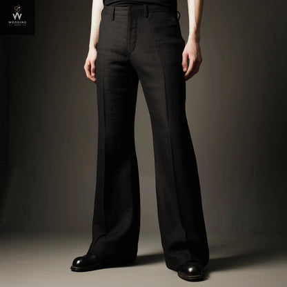 Men Black Flare Bottom Pants Men’s Black Flare Pants Stylish Bell Bottoms, Vintage Disco Trousers