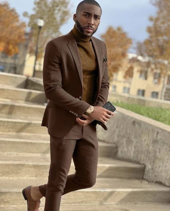 Two-Piece Brown Suit for Men - Elegant Brown Wedding Attire 32 / 34 Two-Piece Brown Suit for Men - Elegant Brown Wedding Attire 32 / 34