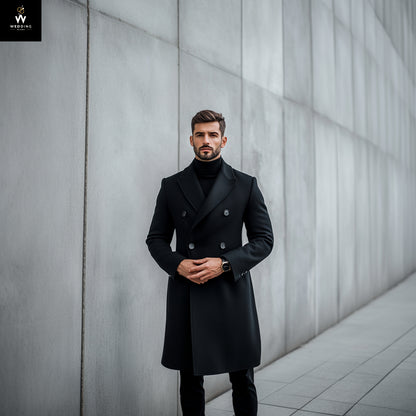 Black double breasted coat
