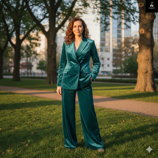 Luxury Teal Velvet Pant Suit for Women – Premium Two-Piece Formal Set (Copy)
