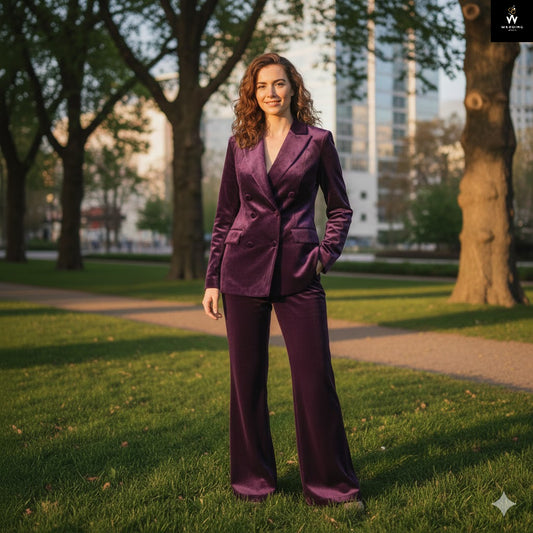 Luxury Purple Velvet Pant Suit for Women – Premium Two-Piece Formal Set (Copy)